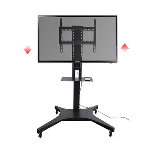 Outdoor TV Trolley Mount Stand Height Adjustable Motorized Mobile Tv Cart LCD LED TV Monitor Stand Cart Rotating Remove