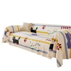 French Sofa Cover Imitation Linen Cartoon Dog Pattern Full Coverage Washable Rectangular Pad Type - Product Image 5