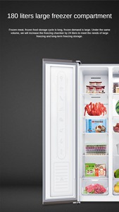 Réfrigérateur côte à côte en acier inoxydable haute capacité, à froid ventilé, sans givre, écoénergétique, pour usage domestique, avec grand congélateur - Product Image 3