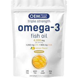 Capsules molles d'huile de poisson OEM <span class=keywords><strong>Oméga</strong></span> <span class=keywords><strong>3</strong></span> DHA & EPA, capsules molles d'huile de poisson de haute mer pour le cerveau, les articulations, les yeux et le cœur - Product Image 1
