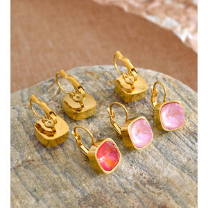 JINYOU 3714, Nuevos Aretes Cuadrados de Cristal Multicolor, Aretes Colgantes de Acero Inoxidable Chapados <span class=keywords><strong>en</strong></span> Oro, Joyería para Mujer - Product Image 3