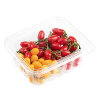 Boîte en plastique transparente PET RPET recyclable de 10 oz et 12 oz, barquette à clapet, plateau pour fruits frais, cerises, conteneur d'emballage avec trou