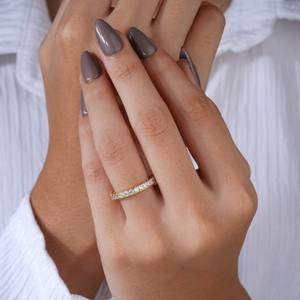 Minimalist Gold Diamond Band <b>Ring</b> for Women Elegant <b>Thin</b> Wedding Eternity <b>Ring</b> Luxury Stackable Bridal Jewelry - Product Image 2