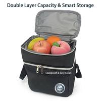 Boîte à lunch isotherme de qualité supérieure à 2 couches, sac isotherme gris, sac à bento pour pique-nique, école, bureau, grande capacité, étanche, design personnalisé