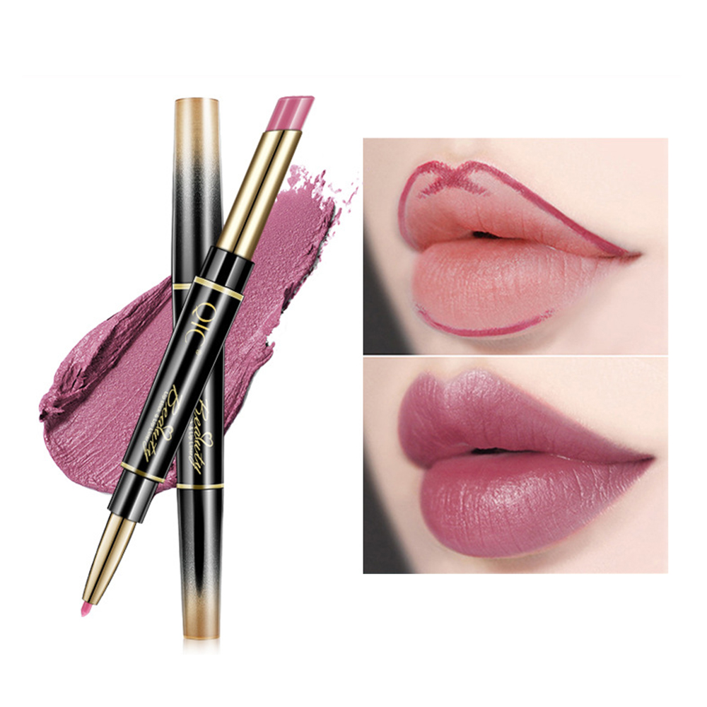Двухсторонняя Помада-карандаш 2 в 1, подводка для губ, водостойкая стойкая помада-карандаш для губ