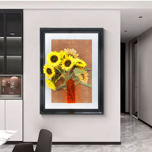 Soggiorno decorazione per la casa <span class=keywords><strong>girasole</strong></span> artificiale 3D murale Vintage fiore arte della parete con cornice in polistirolo foto - Product Image 1