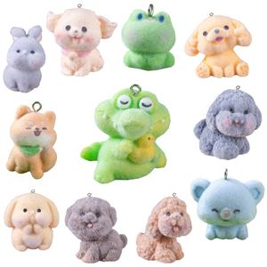 <span class=keywords><strong>Mini</strong></span> flocage résine animaux breloques pour bricolage porte-clés mignon chien chat lapin porte-clés pendentifs Figurine Miniatures accessoires artisanat - Product Image 1