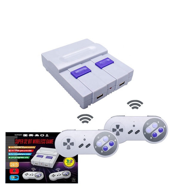 32 Bit 720p HD Wireless TV Game Console with 1788 Built-In Games Dual 2.4GHz Wireless Controller EU Plug Supports FC/MD/