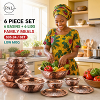 Lot de 12 bols alimentaires en acier inoxydable de 25-50 cm avec couvercles, couleur or rose gaufré, portables, durables, idéaux pour le camping – Vente Flash