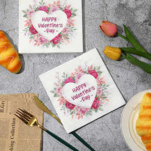 Valentine's Day Paper Napkins 330mm Printed Disposable For Party Celebration - Product Image 1