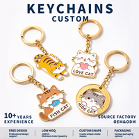 Porte-clés en métal personnalisés en forme de chat, pendentifs mignons de chatons de dessin animé, accessoires de porte-clés animaux personnalisés, cadeaux pour boutiques d'articles pour animaux de compagnie