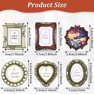 Small Round Photo <b>Vintage</b> Baroque Desktop Display Antique Bronze Heart Carved Metal <b>Picture</b> <b>Frame</b> for Weddings - Product Image 2