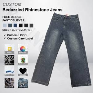 <span class=keywords><strong>Jeans</strong></span> da <span class=keywords><strong>Uomo</strong></span> di <span class=keywords><strong>Alta</strong></span> Qualità Personalizzati, Pantaloni Casual con Effetto Lavato e Strass, Modello Largo - Product Image 1