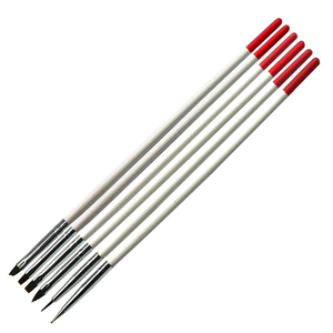 Lot de 6 pinceaux à ongles en nylon avec manche acrylique, pour gel UV, fleurs, incluant des pinceaux liner plats, plats angulaires et à pois. - Product Image 1