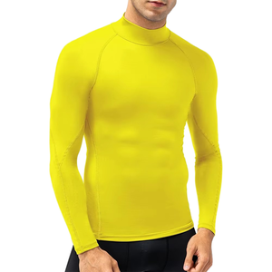 Breathable Mesh Design Crew Neck <b>Long</b> <b>Sleeve</b> Skinny Fit Pullover <b>Workout</b> <b>Tops</b> Men's Spandex/Polyester Sports <b>Top</b> Yellow-for - Product Image 1