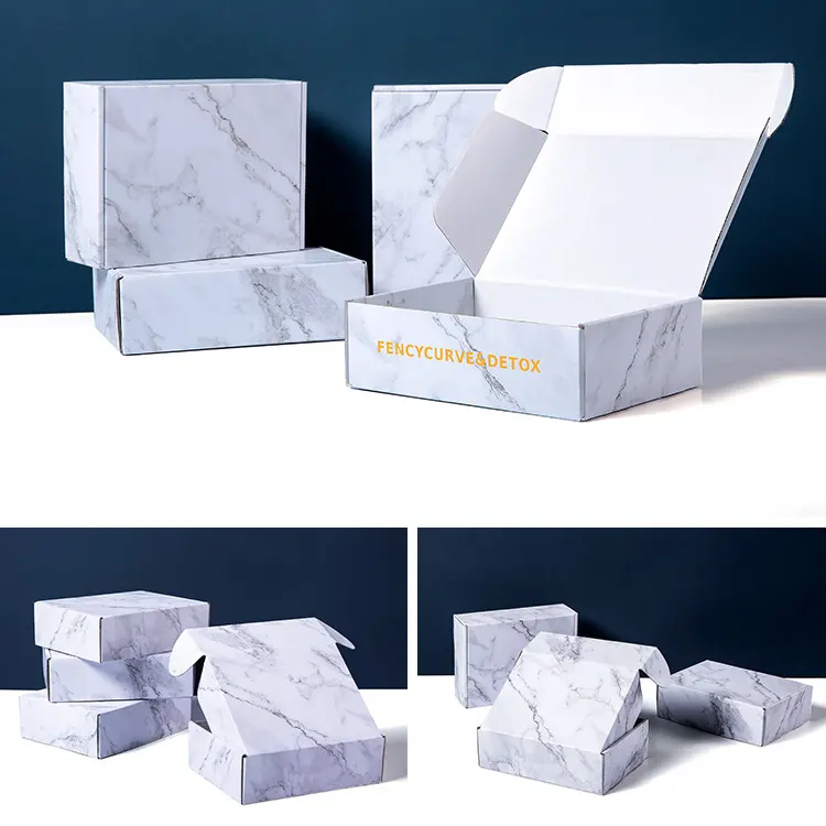 Papier d'art recyclable E flute papier ondulé envoi courrier cmjn impression marbre boîte à chaussures emballage pour cadeau