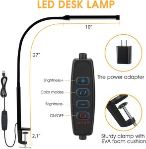 Led bàn hiện đại đèn với clip linh hoạt Dài Cổ Ngỗng Swing cánh tay cho nhà văn phòng chiếu sáng với USB Adapter - Product Image 6