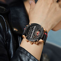Montre de sport de luxe pour homme à quartz, grand cadran squelette, calendrier, lumineuse, étanche, bracelet en cuir, montre-bracelet tendance Reloj Hombre