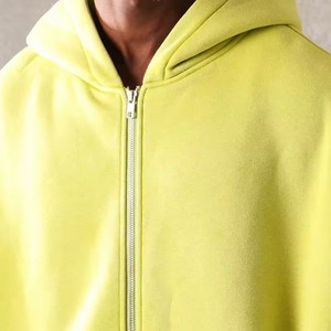 Felpa con Cappuccio e Zip da <span class=keywords><strong>Uomo</strong></span> di Alta Qualità, Vestibilità Corta e Squadrata, in Spugna Spessa, con Logo Personalizzato, Stile Streetwear per l'Inverno - Product Image 4