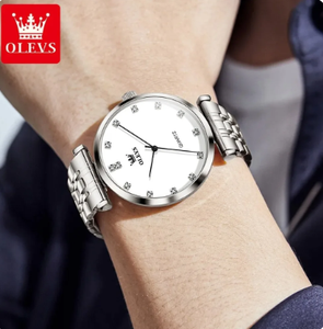 Montre pour homme de marque haut de gamme 5596, élégante et simple, étanche, en acier inoxydable, avec diamants, mouvement à quartz, montre originale - Product Image 4