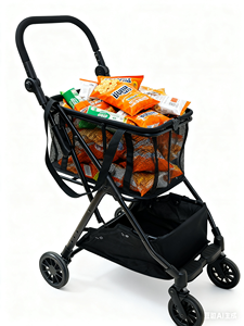 รถเข็นช็อปปิ้งอลูมิเนียมคุณภาพสูง 4 ล้อ พับได้ สะดวกสบาย ขนาดกลาง ใช้งานมือเดียว พร้อมขาตั้ง  ความจุขนาดใหญ่ พกพาสะดวก - Product Image 3