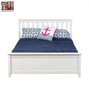 Durevole Per Bambini letto in legno in bianco di colore solido costruzioni in legno letto in legno massello letto matrimoniale