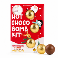Boules de chocolat fondant personnalisées OEM 3 pièces, motifs Père Noël, pingouin, renne, boîte décorative, confiserie pour boissons d'hiver