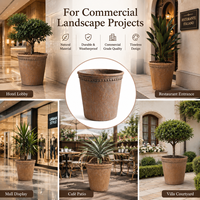 Jardinières de style toscan, pots en terre cuite vintage méditerranéens, grands pots à fleurs à bord festonné pour la décoration de patio