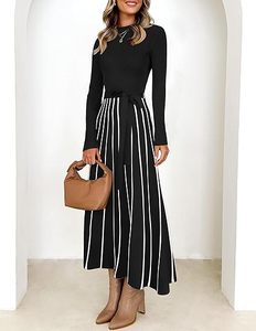 Maglione A maniche lunghe A collo alto autunno 2025 donna abito cravatta vita Casual A coste larghe in <span class=keywords><strong>maglia</strong></span> A linea abiti Midi - Product Image 3