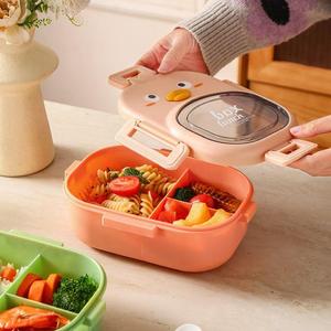 กล่องข้าวพลาสติกลายการ์ตูนน่ารัก ขนาด 1200 มล. พร้อมช้อนส้อม ปลอดสาร BPA ป้องกันการรั่วซึม มี 3 ช่อง สำหรับ<span class=keywords><strong>เด็ก</strong></span> - Product Image 5