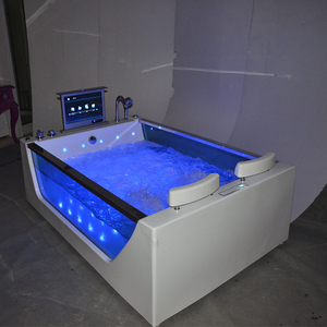 Baignoires nettoyantes en verre pour 2 personnes, <span class=keywords><strong>baignoire</strong></span> à effet cascade, pour massage sexuel libre - Product Image 4