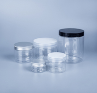 Pot en plastique PET transparent vide de 4 oz, 8 oz, 16 oz en vrac avec couvercle à vis noir/blanc, qualité alimentaire, pour bonbons et gommes