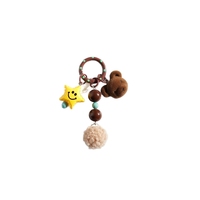 Porte-clés Ours de Dessin Animé Adorable avec Pompon, Décoration de Sac, Accessoire de Couple, Petit Cadeau
