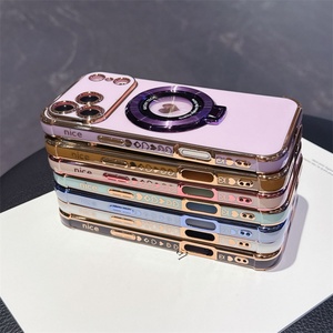 เคสโทรศัพท์เคลือบไฟฟ้าพร้อมตัวป้องกันกล้องและแม่เหล็กสำหรับ iPhone 17 16 15 Pro Max, เคส iPhone 17 แบบ TPU ชุบลายหัวใจ - Product Image 1
