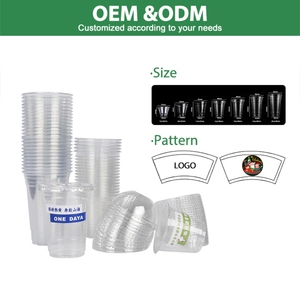 Proveedor de fábrica, taza de té de burbujas transparente de 12oz y 16oz, taza Frappe desechable para bebidas frías PET con tapa plana de cúpula - Product Image 6