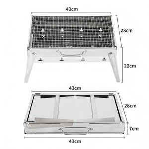 Barbecue portable en acier inoxydable, gril à charbon de bois pliable, grille chromée, pour pique-nique en extérieur, directement de l'usine - Product Image 6