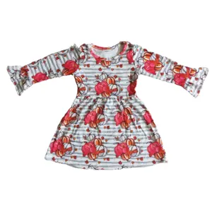 공장 공급 정리 아기 소녀 가을 드레스 부티크 도매 유아 의류 어린이 호박 드레스
