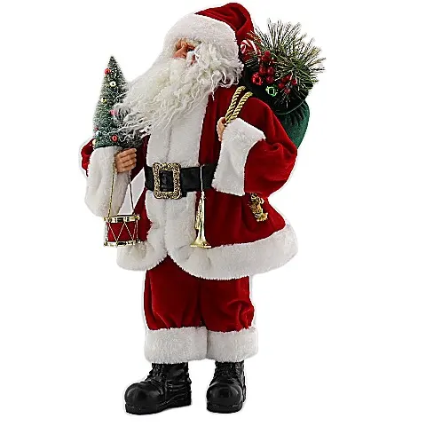 Weihnachts dekoration Lieferant Schönes Geschenk Kinder Weihnachten Weihnachts mann Puppe Dekoration Stoff Santa Standing Statuen