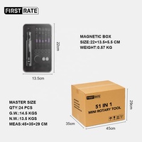 Kit de graveur rotatif sans fil à 6 vitesses, 51 pièces, avec longue durée de vie de la batterie, multifonctionnel, noir, 3,7 V CC