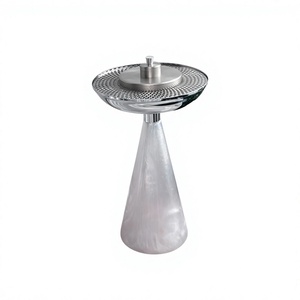 Mabkhara Moderne Blanche pour Bakhoor, Encensoir Arabe Oud Indien, en Métal Argenté et Résine Artistique, Empire Exports AEE-9236, Fait Main - Product Image 1