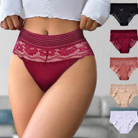 Celana Dalam Wanita Pinggang Tinggi Seksi Berenda Tanpa Jahitan Lembut Bernapas Pakaian Dalam Remaja
