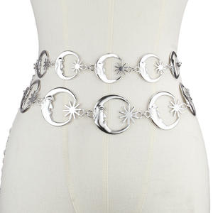 Cadena de cintura Moon de aleación de zinc, estilo punk, para uso diario, color plateado, diseño de una sola vuelta, accesorio de joyería de moda - Product Image 4