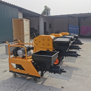 Machine à projeter du mortier jaune 100L avec trémie électrique et moteur pour usage en construction - Product Image 1