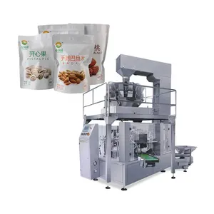 Automatique Premade Rotatif Azote Chasse Oeuf Rouleau Fermeture Éclair Sac Pesant Remplissage D'étanchéité alimentaire doypack machine d'emballage