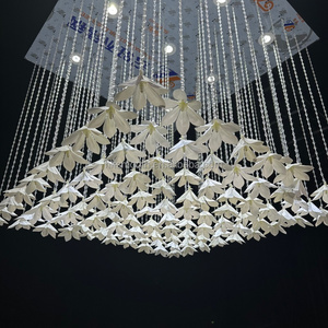 SMOOTH Light Luxury <b>White</b> Petal Flower <b>Hanging</b> Crystal Lamp Custom Square Chandelier Decorative For Wedding Ceiling - Product Image 3