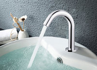 Robinet de lavabo mural moderne en laiton avec capteur sans contact, finition chromée, garantie 1 an