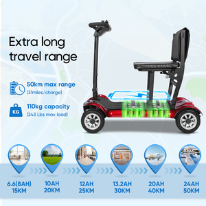 สกู๊ตเตอร์เคลื่อนที่แบบพับได้ขนาดกะทัดรัด น้ำหนักเบา <span class=keywords><strong>4</strong></span> ล้อ มอเตอร์แบบไร้แปรงถ่าน น้ำหนักเบาพิเศษ พกพาสะดวกสำหรับการเดินทาง เหมาะสำหรับผู้พิการ - Product Image 4
