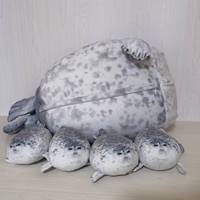Peluche phoque mignonne Newstar Seal Pillow avec 4 bébés phoques en peluche dans son ventre, animaux en coton rembourrés, cadeau pour enfants