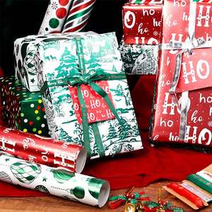Wholesale Disposable Custom Gift <b>Christmas</b> Party Wrapping Paper Roll 43*300cm Metallic Uncoated Recyclable - Product Image 2