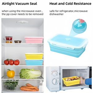 Boîte alimentaire pliable en silicone, compatible micro-ondes et réfrigérateur, avec couvercle hermétique chauffable, organisateur et rangement de cuisine - Product Image 3
